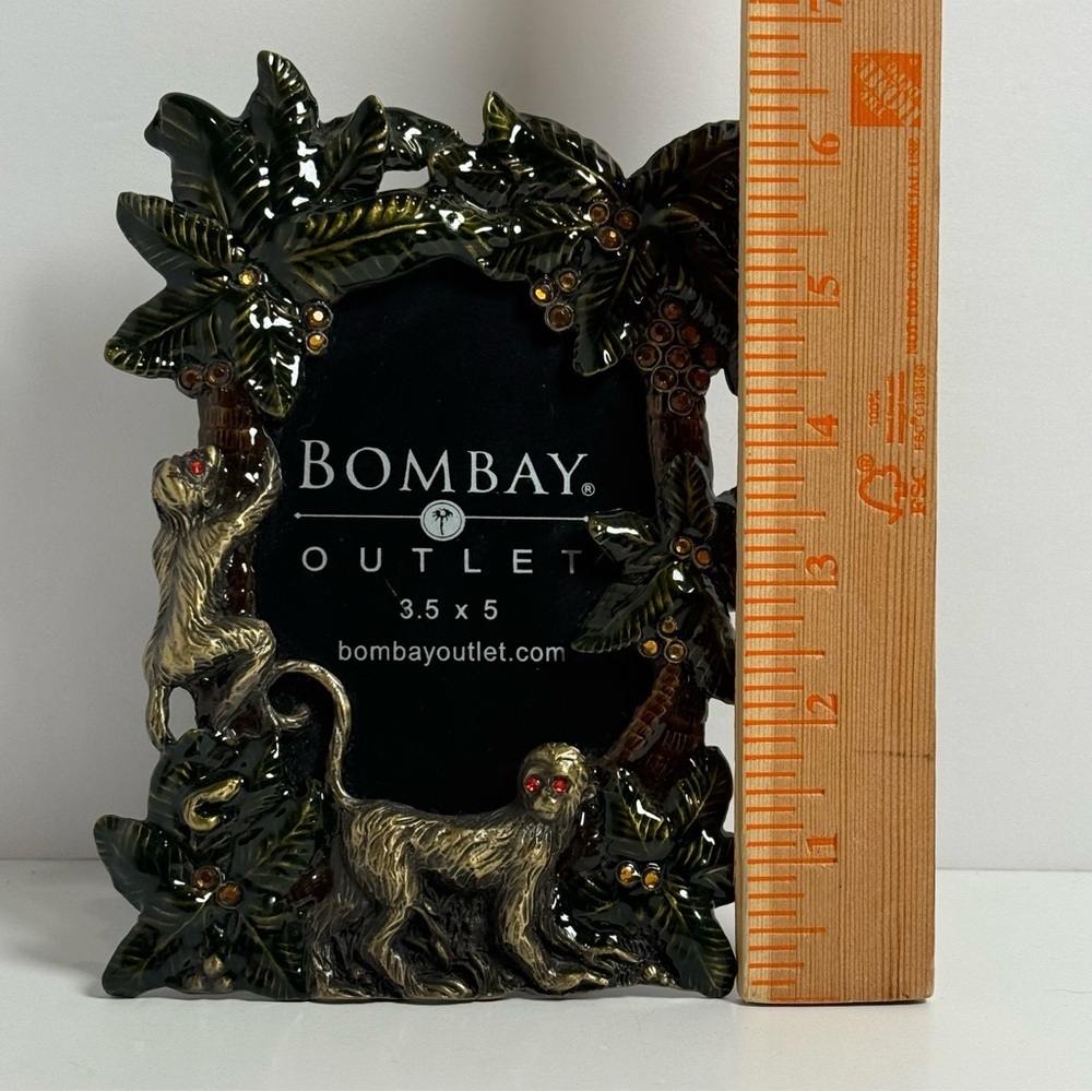 Bombay Photo Picture Frame Crystal Jeweled Monkey Palm Palm Tree Tropical 3.5X5 - Picture 5 of 7